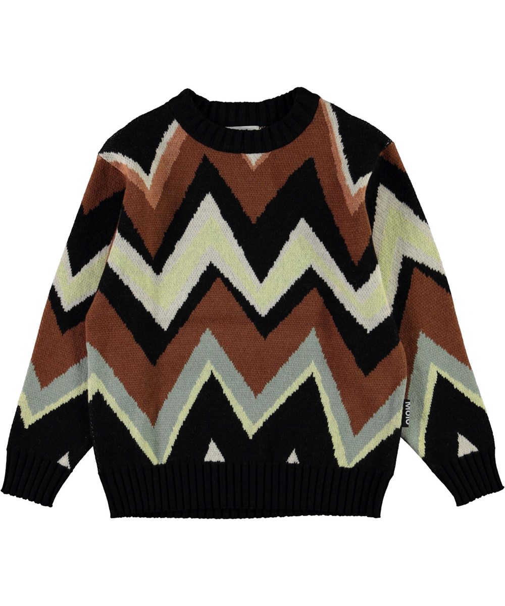 Bello - Zig Zag - Strikbluse med zig zag mønster