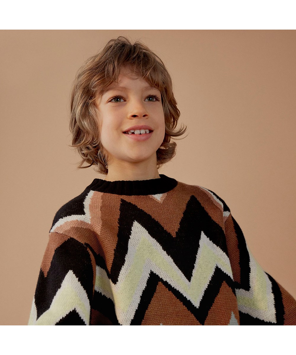 Bello - Zig Zag - Strikbluse med zig zag mønster