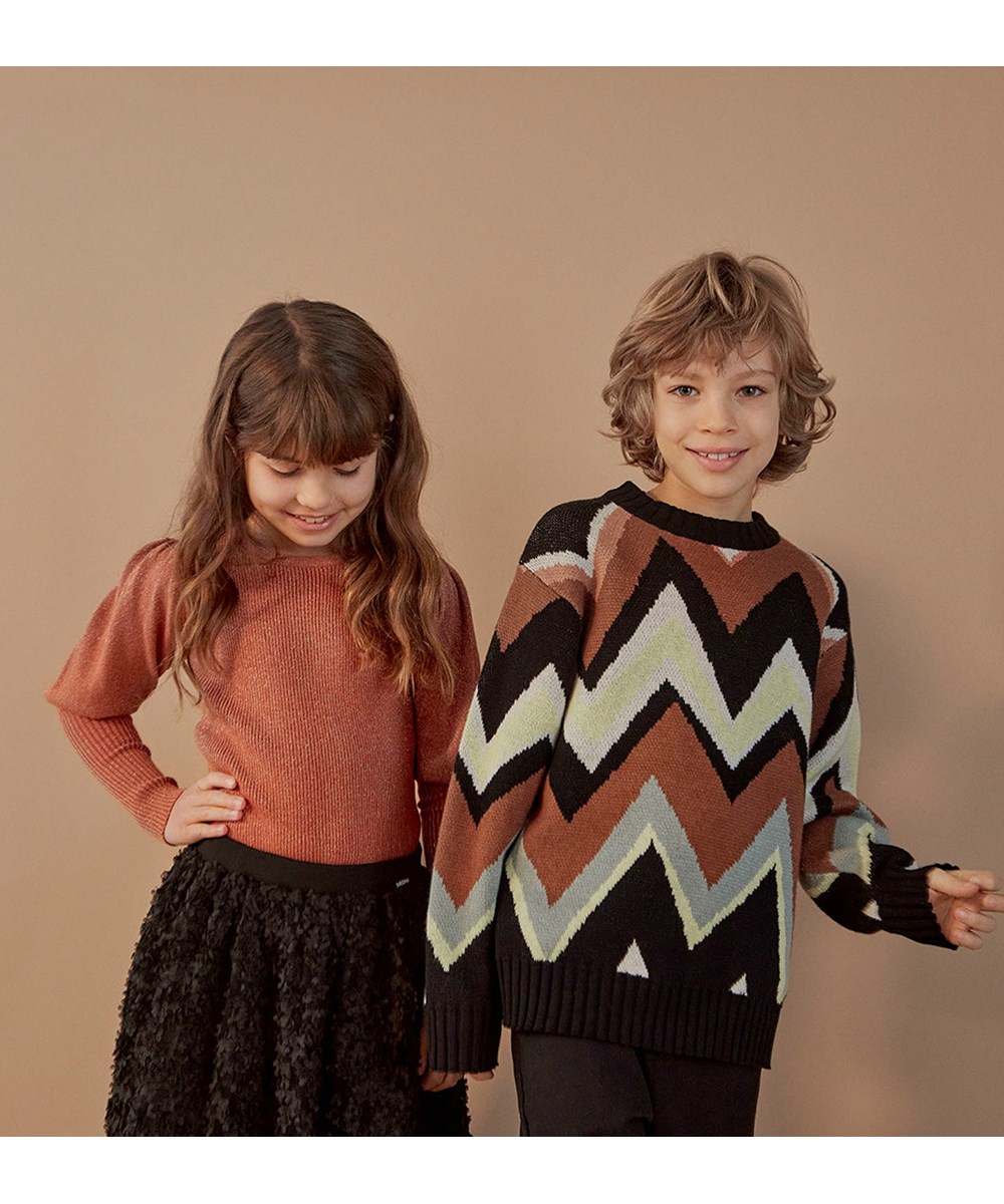 Bello - Zig Zag - Strikbluse med zig zag mønster