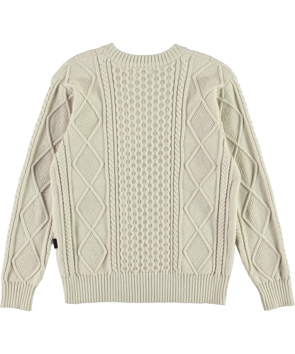 Borge - White Star - Hvid strik bluse i bomuld og uld