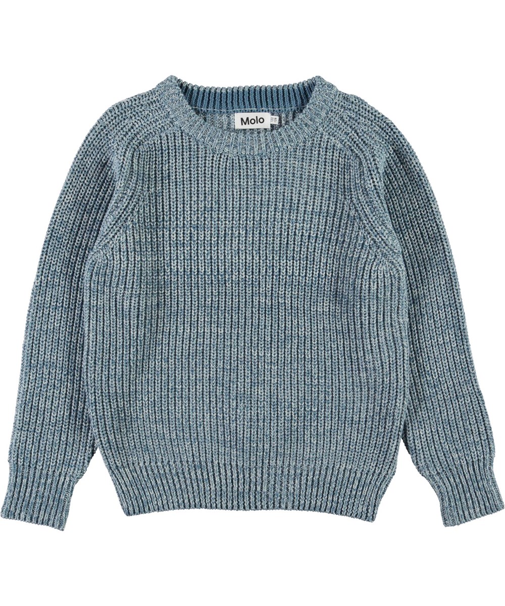 Bosse - Mix Yarn - Blå økologisk bomuldsstrik bluse