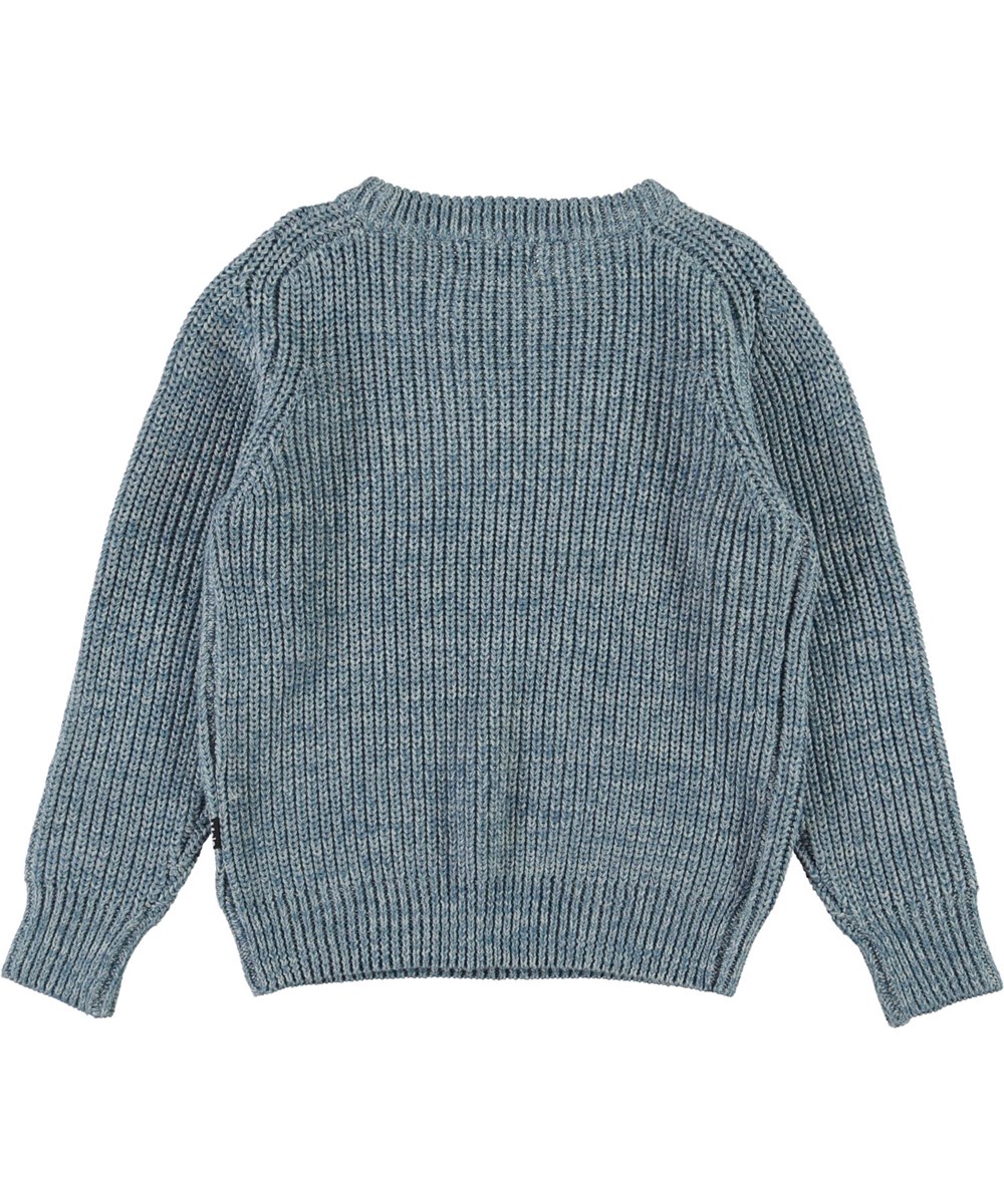 Bosse - Mix Yarn - Blå økologisk bomuldsstrik bluse