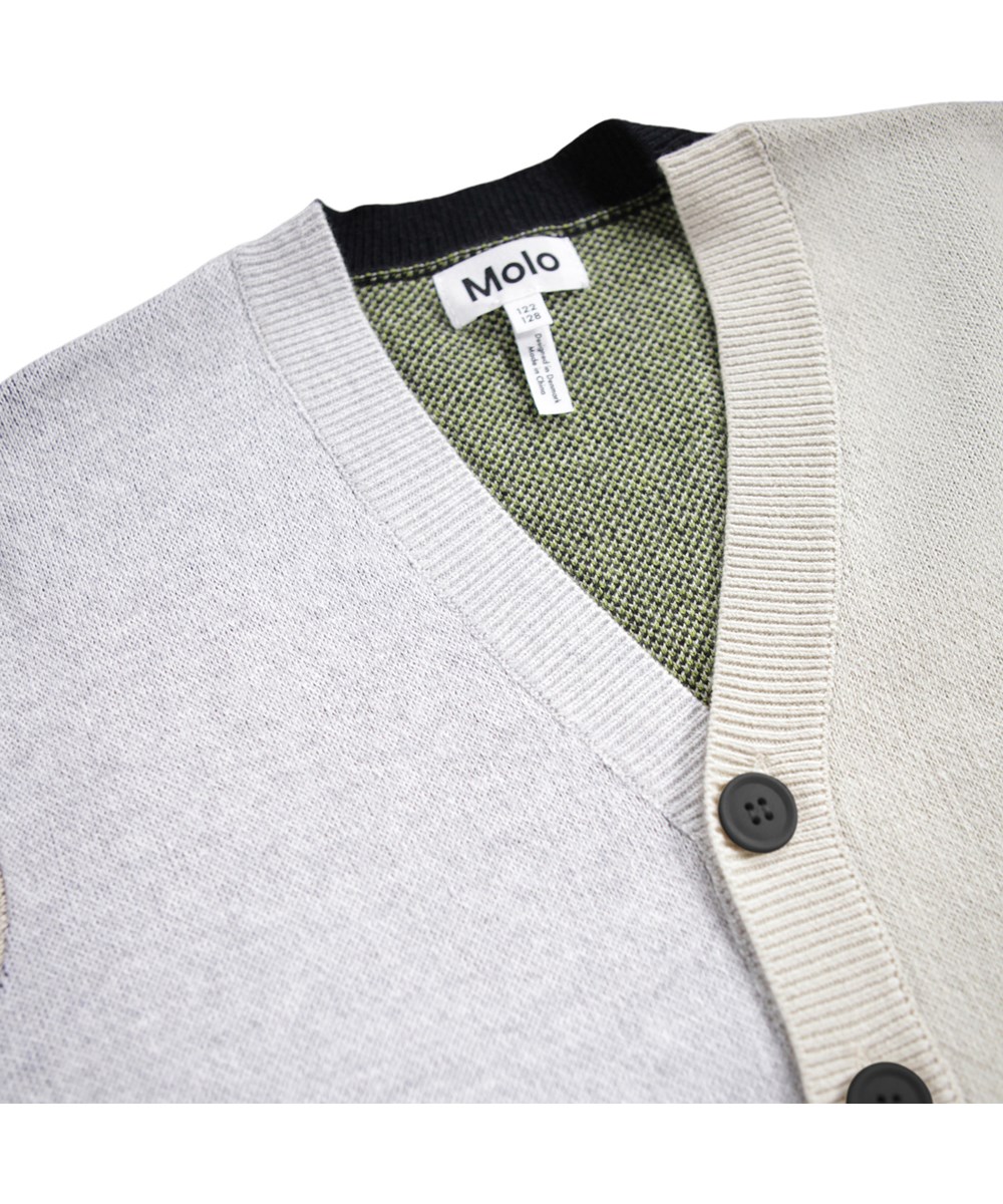 Burt - Neutral Mix - Multifarvet strikcardigan i bomuld/uld til børn.