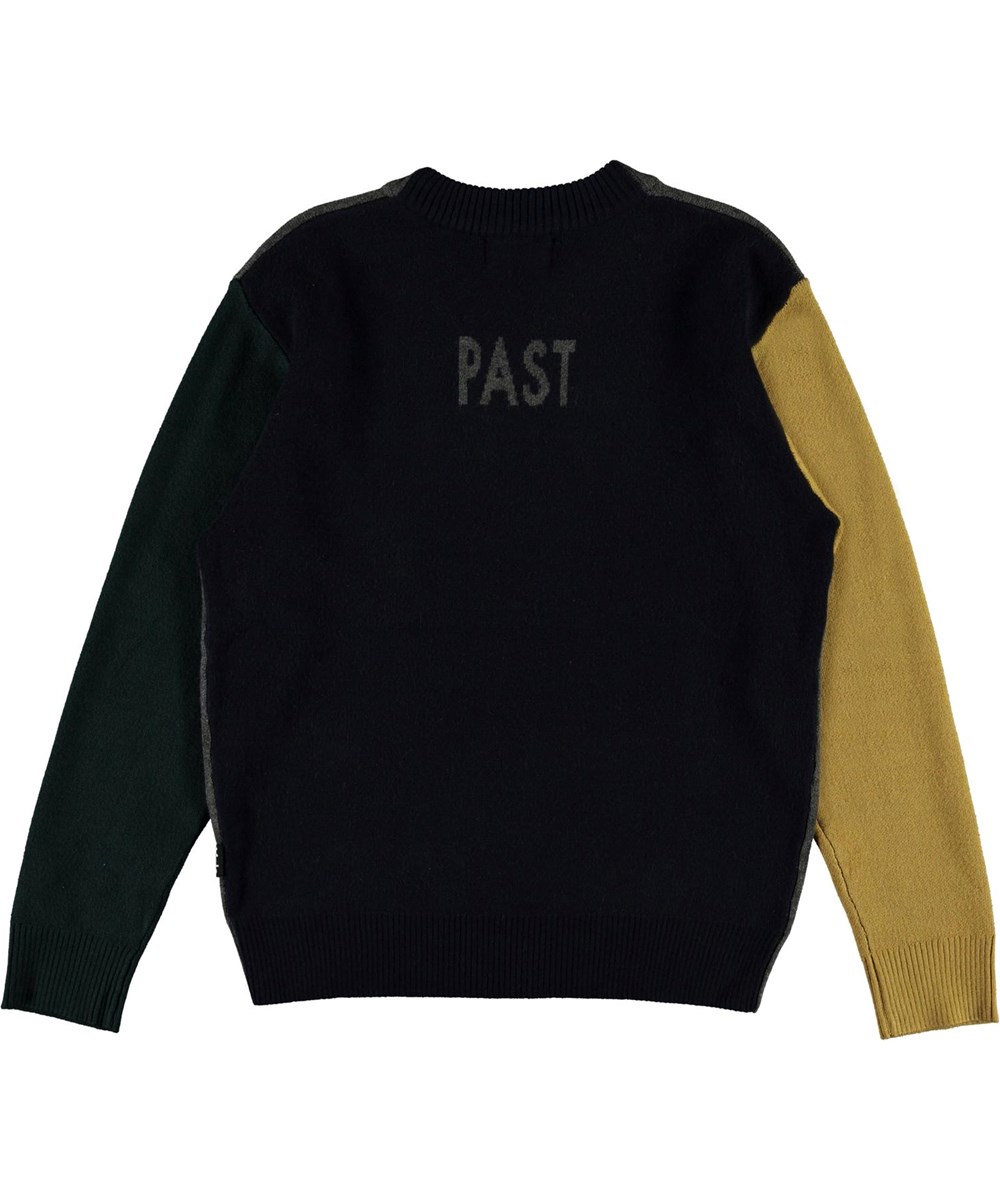 Buster - Past, Present, Future - Color-blocking strikbluse med future og present