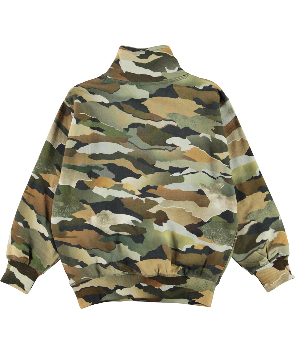 Mads - Earthy Camou - Økologisk camouflage sweatshirt med lynlås