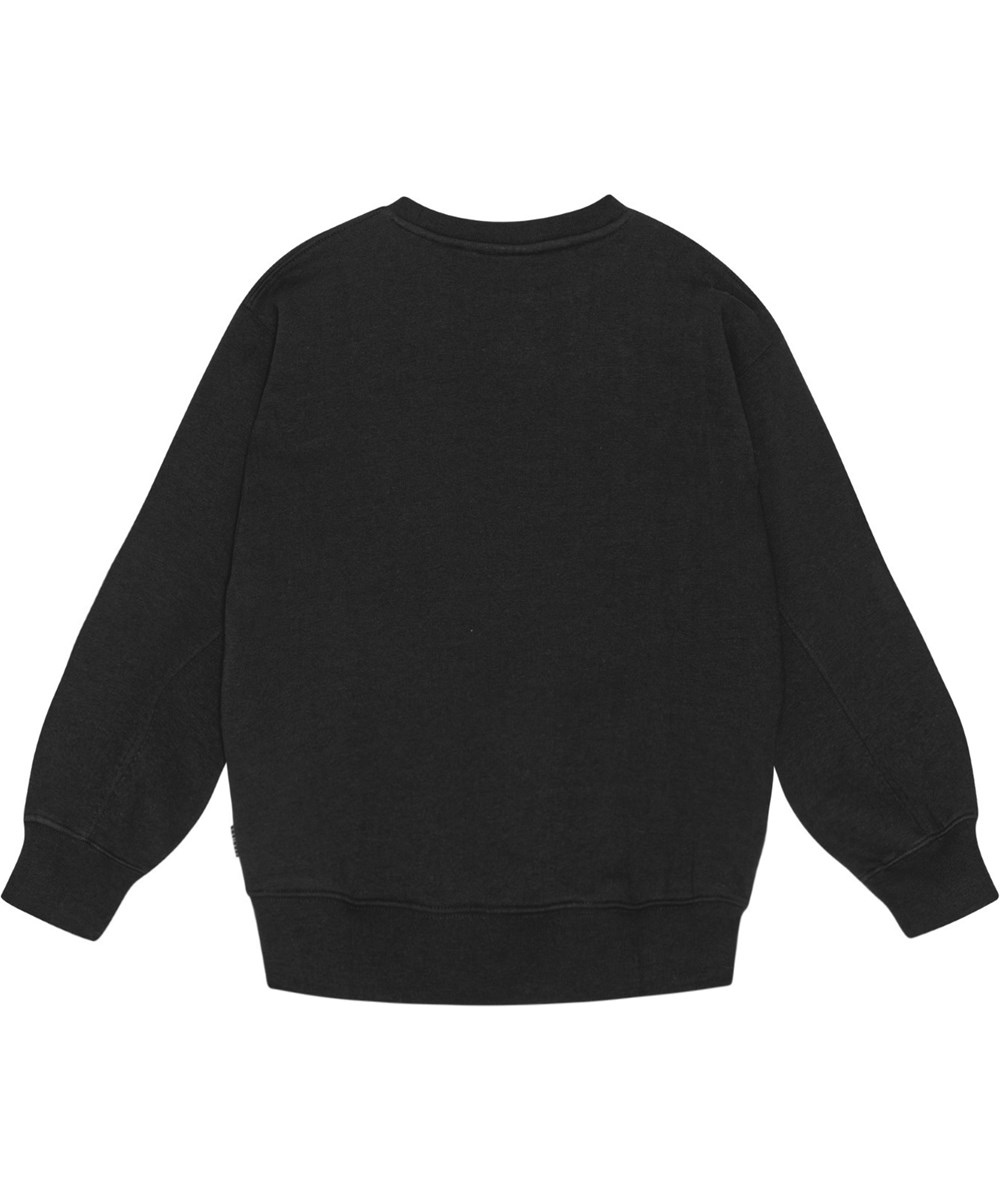 Magni - Black - Sort økologisk sweatshirt med front broderi