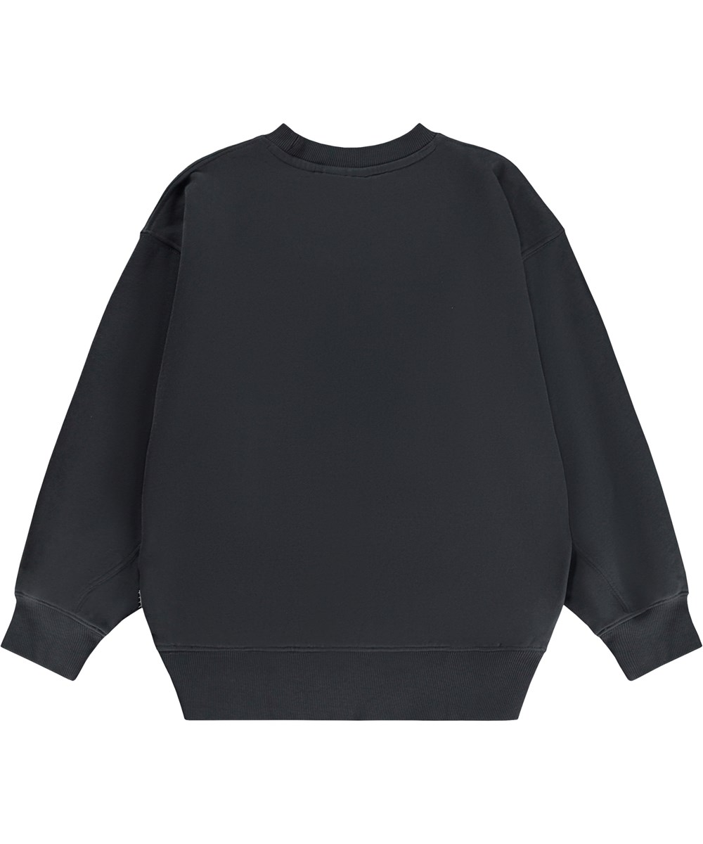 Magni - Dark Sky - Sort økologisk sweatshirt med computer glitch print