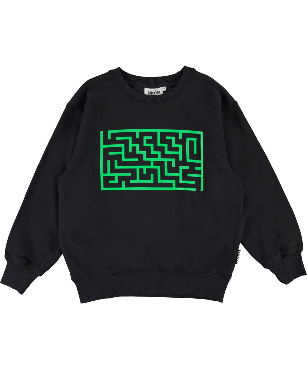 Mann - Black - Labyrint sweatshirt i sort