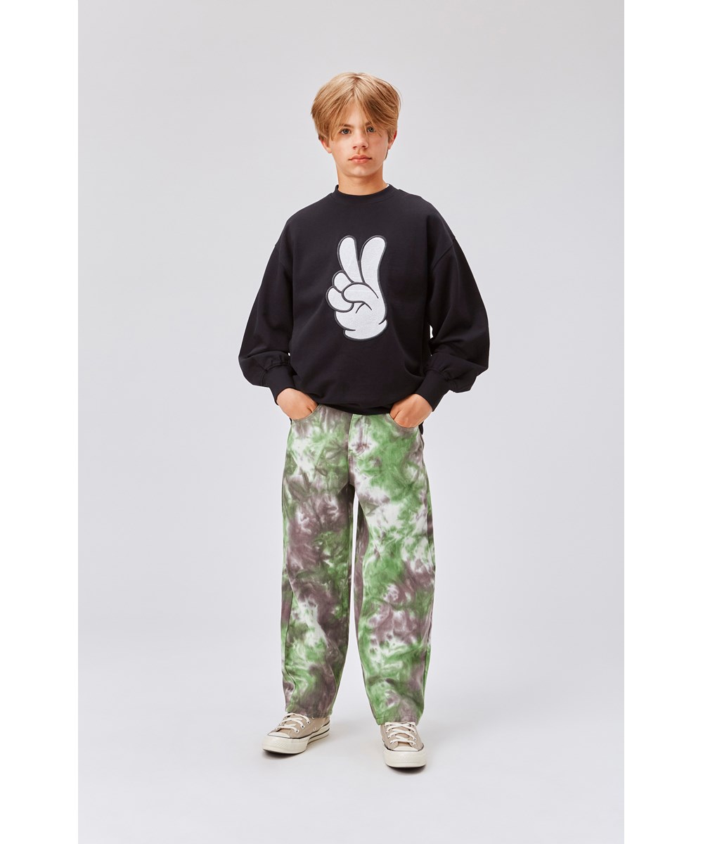 Mar - Black - Sort sweatshirt med peace håndtegn