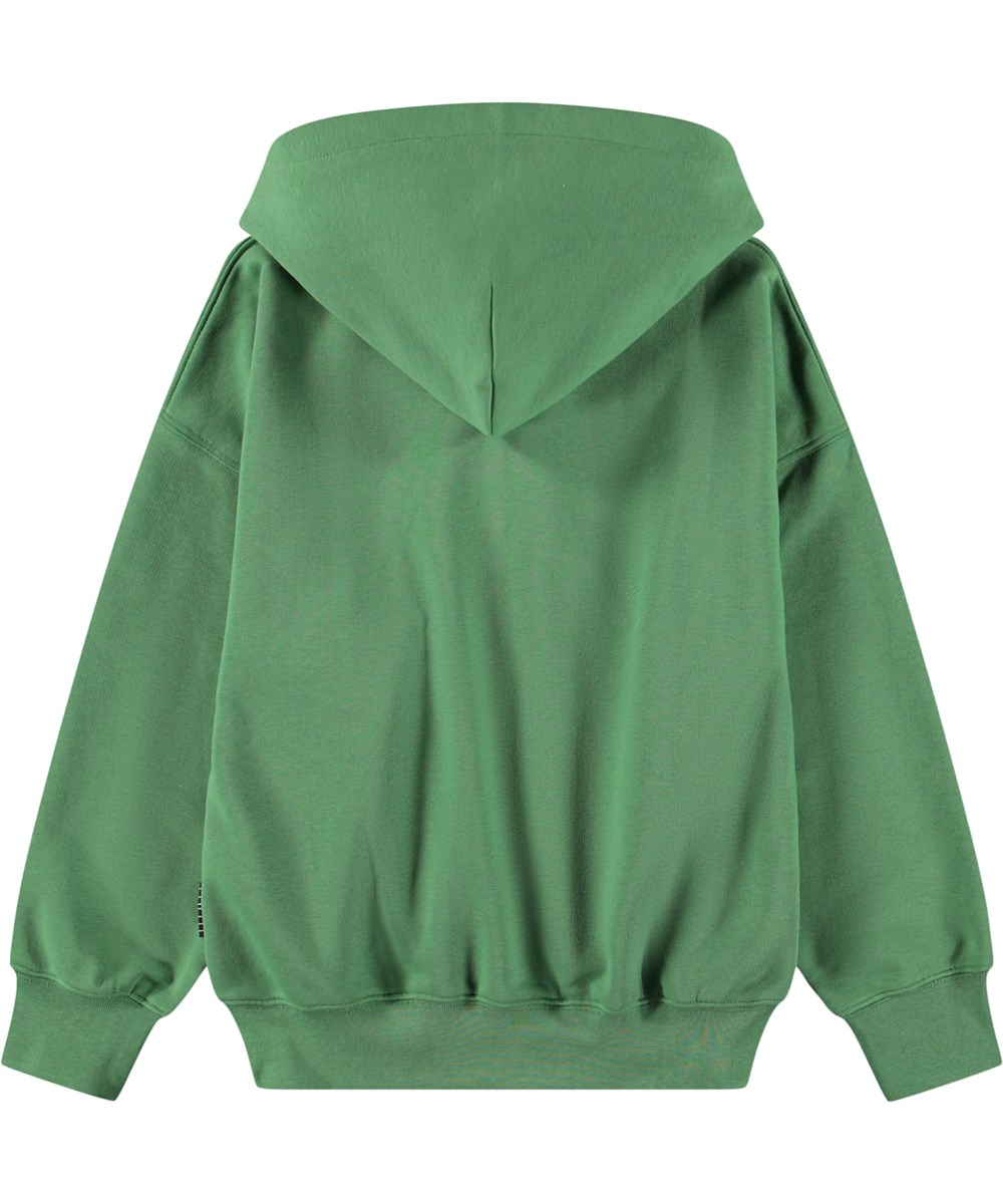 Marley - Groovy Green - Grøn hættetrøje med broderi i økologisk bomuld til børn