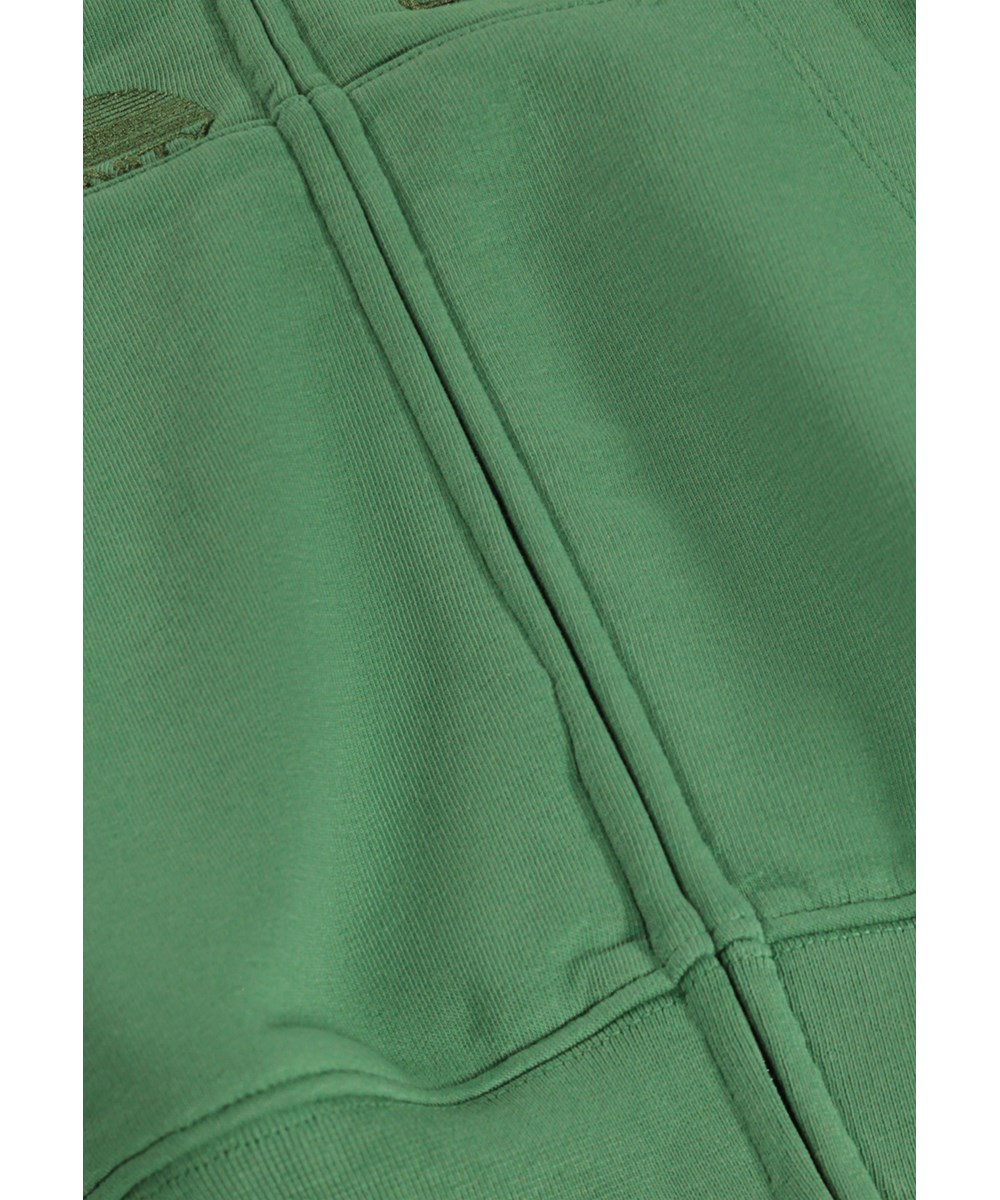 Marley - Groovy Green - Grøn hættetrøje med broderi i økologisk bomuld til børn