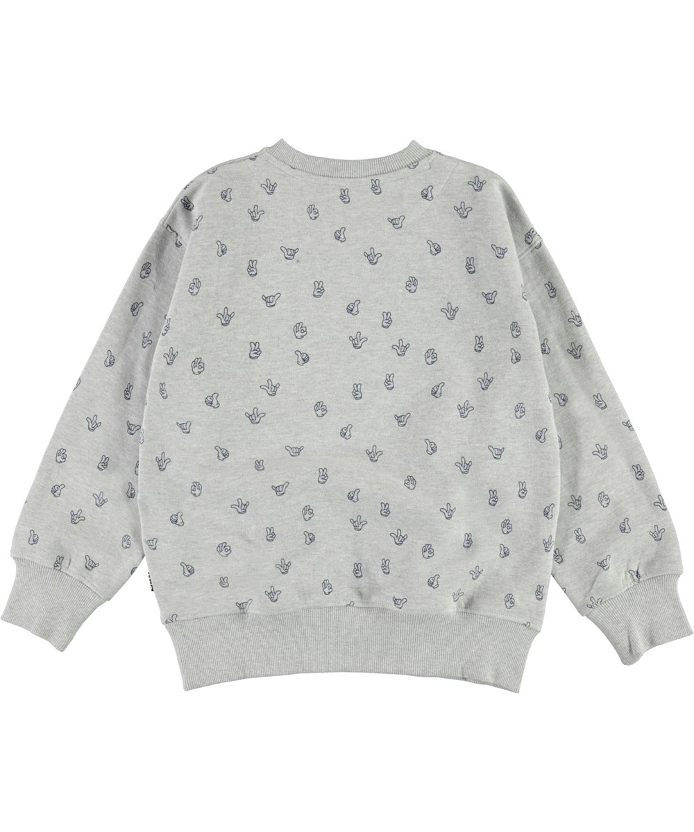 Mattis - Hands - grå melange sweatshirt hands print.