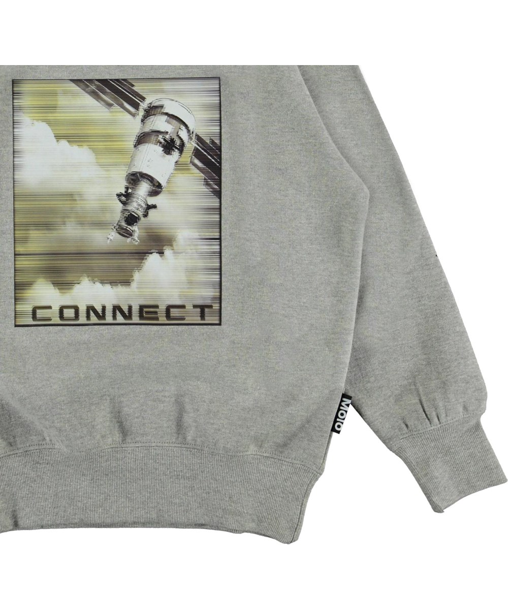 Mattis - Satellite Jam - Økologisk grå sweatshirt med satelit print