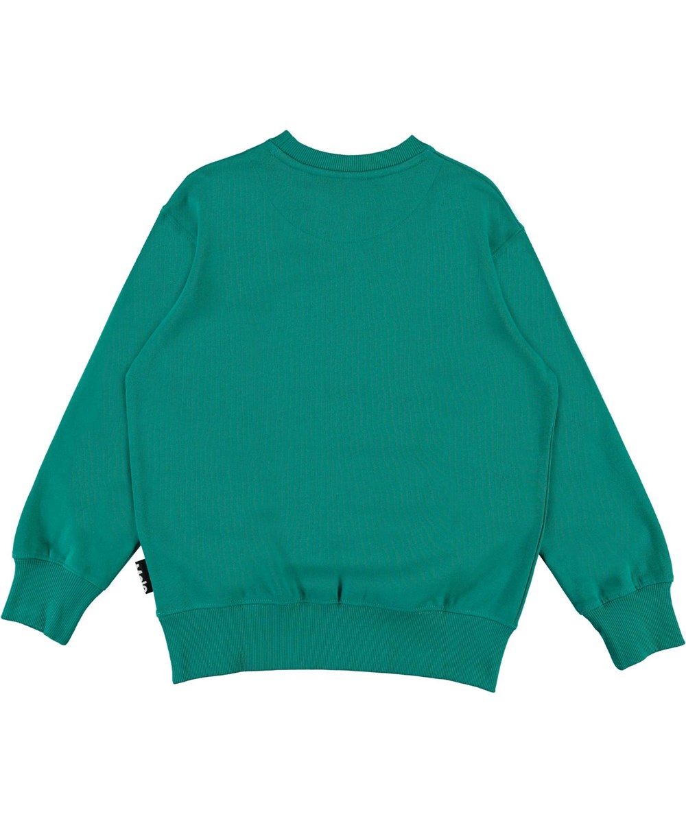 Mattis - Teal - Økologisk grøn sweatshirt med skater print