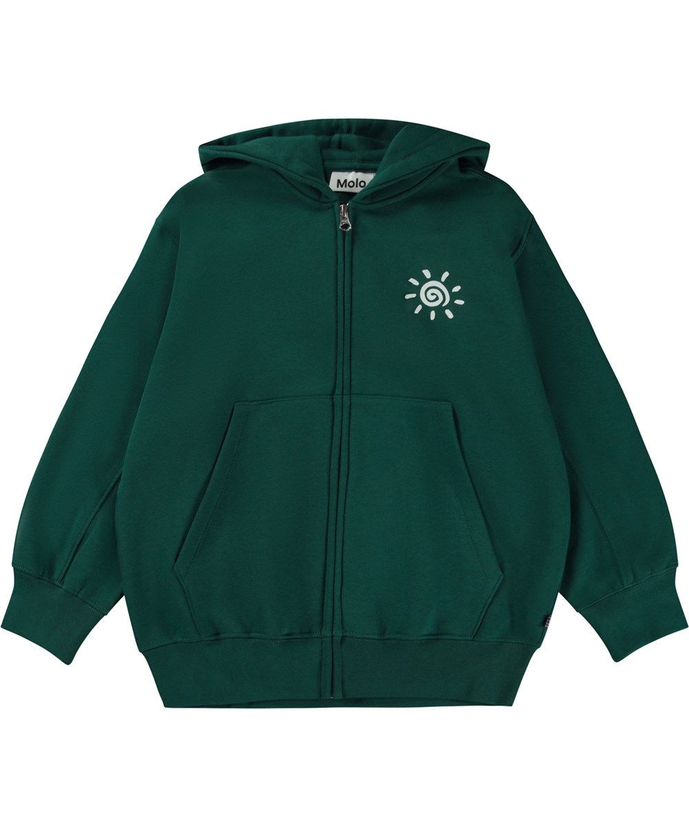 Mazz - Fantasy Forest - Grøn hoodie med lynlås og grafisk print