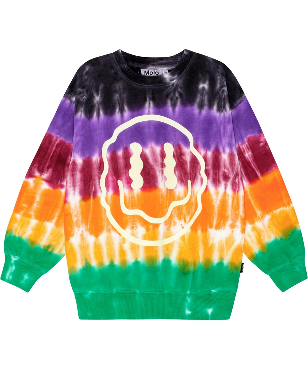 Memphis - Stripy Dye - Multifarvet økologisk sweatshirt i tie-dye