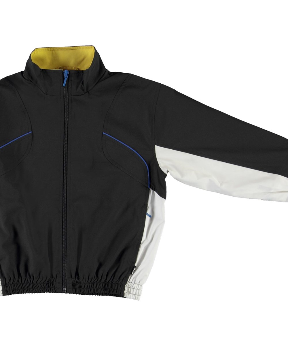 Mewi - Black - Sort trackjakke med hvide detaljer.