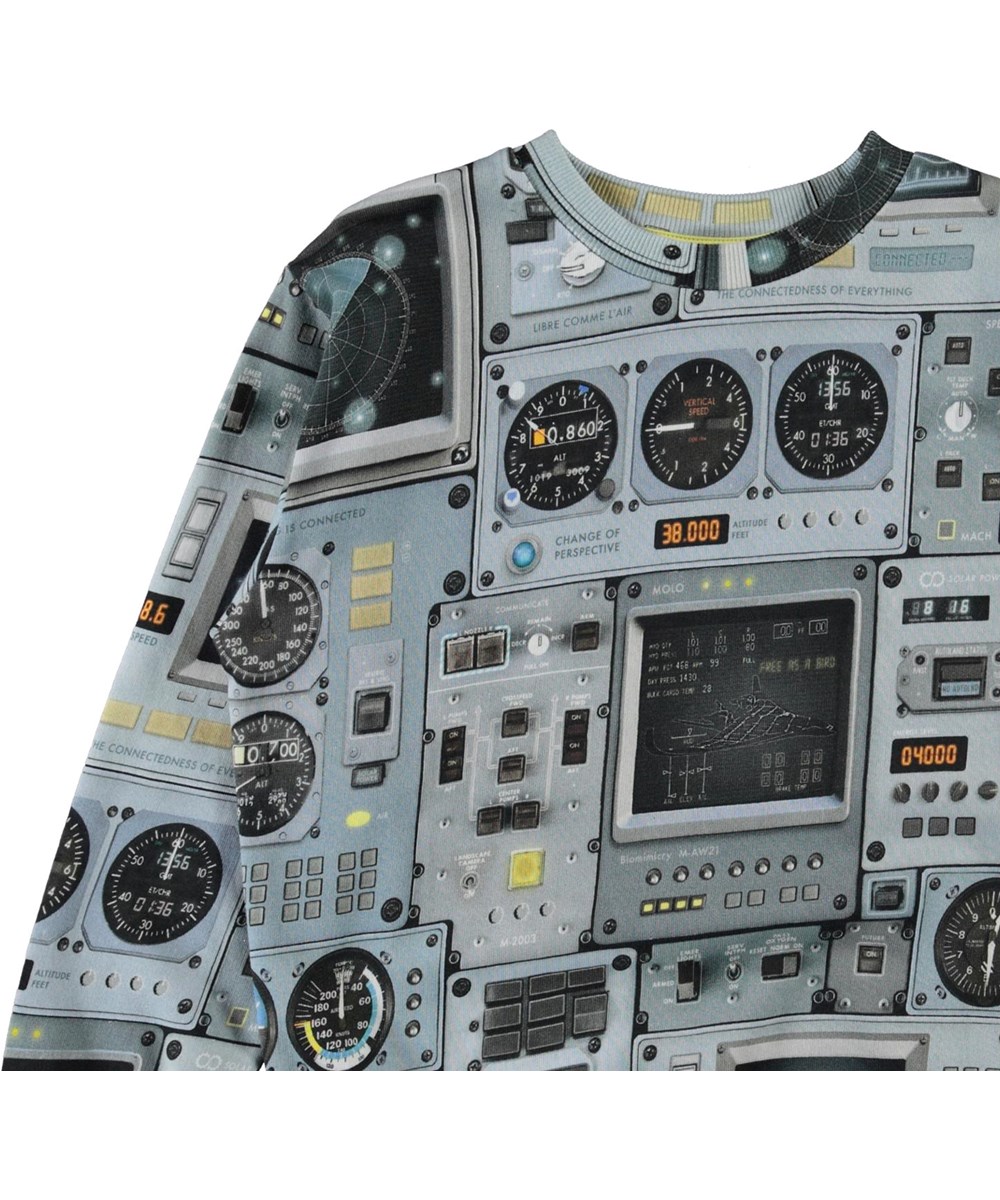 Mik - Cockpit - Økologisk lyseblå sweatshirt med cockpit print