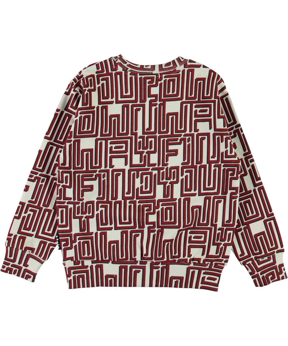 Mik - Find Your Own Way R - Økologisk sweatshirt med rødt labyrint print