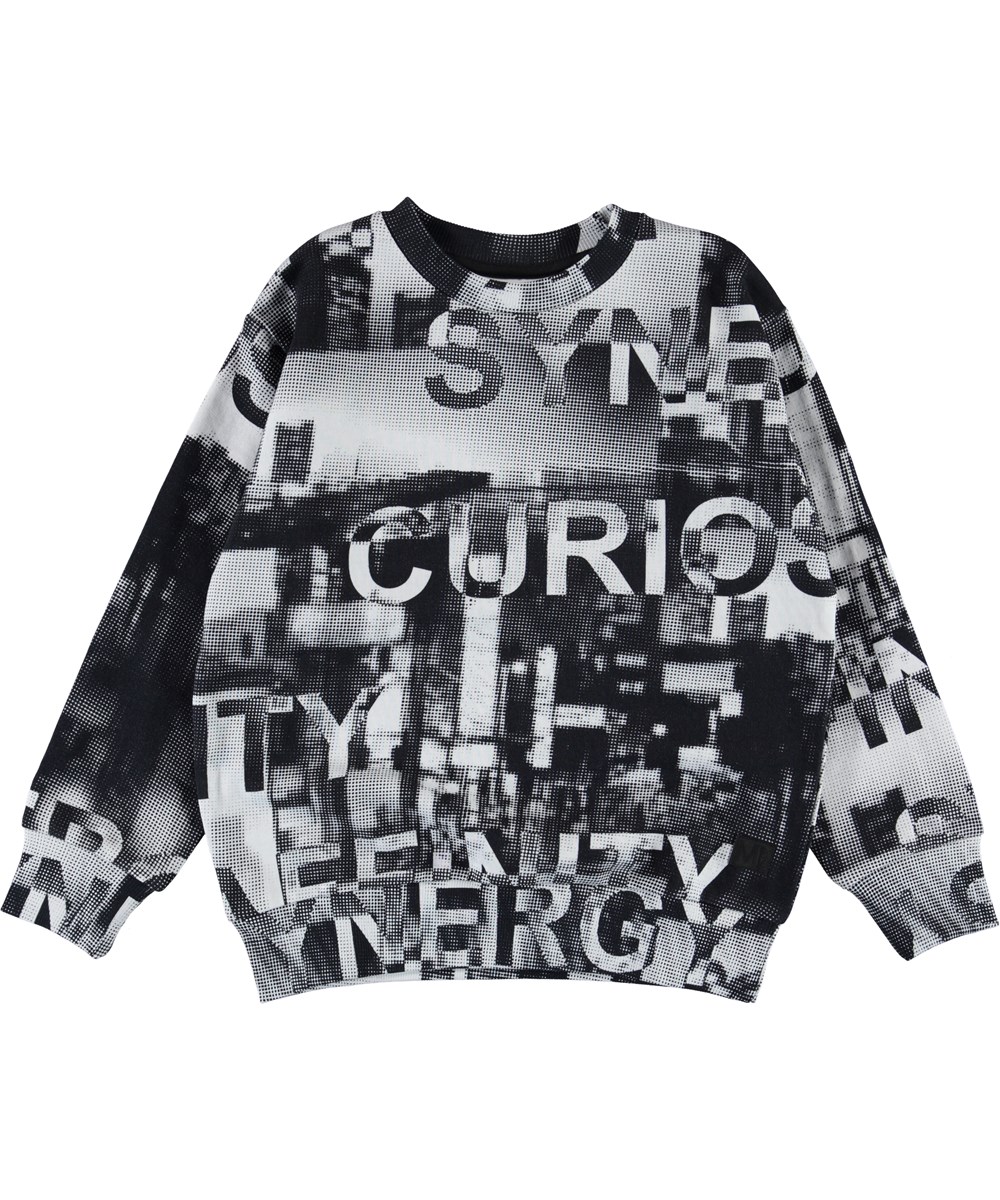 Mik - Grainy Text - Grå sweatshirt med tekst print