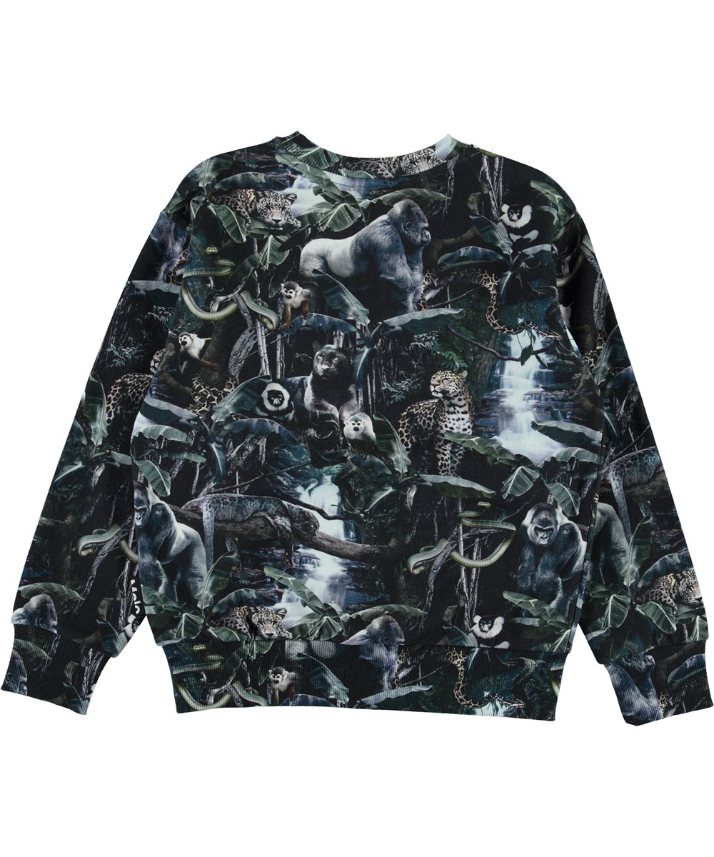 Mik - Moonlit Jungle - Økologisk sweatshirt med junglens dyr