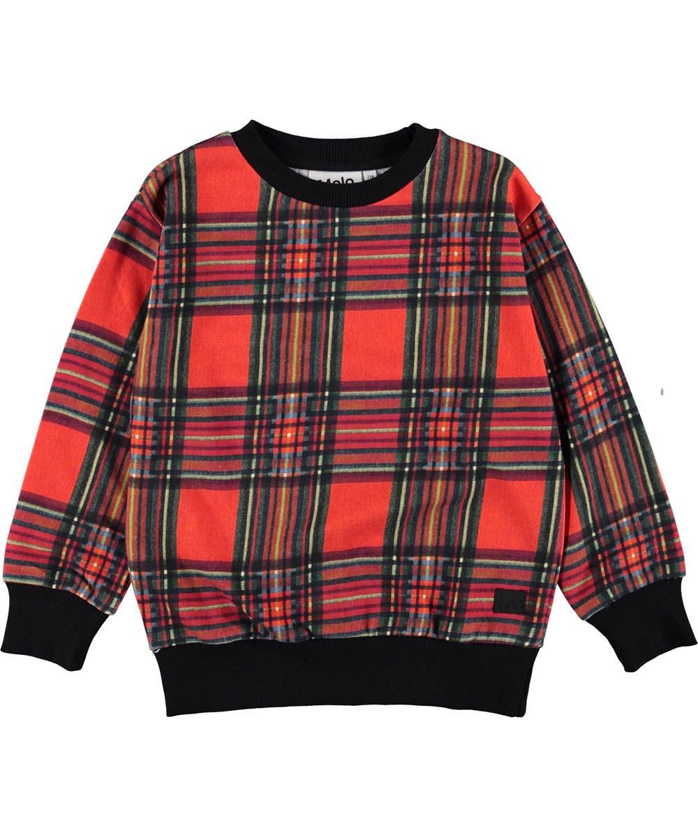 Mik - Red Check - Rød ternet sweatshirt.