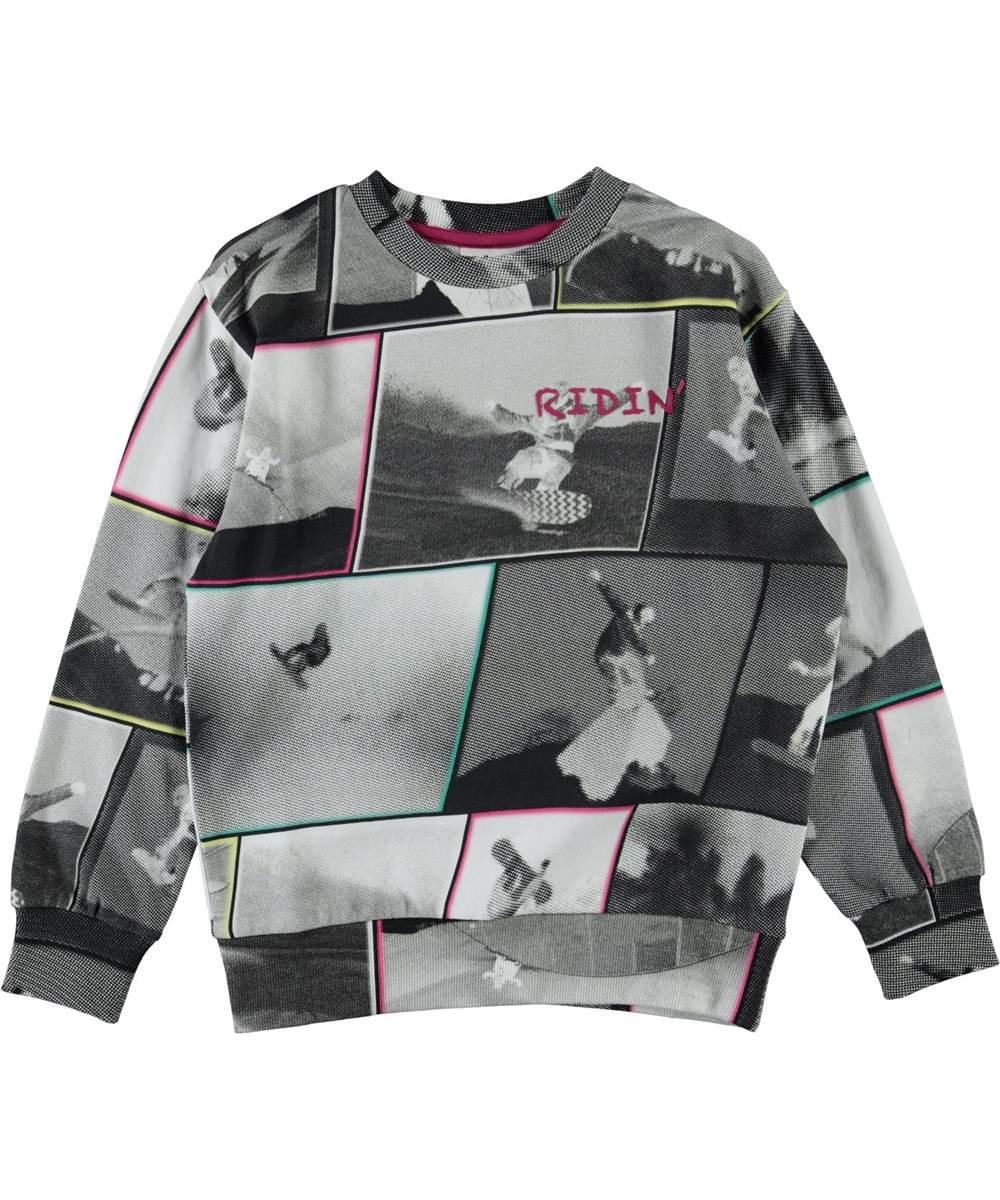 Mik - Snowboarding - Økologisk grå sweatshirt med snowboarder print
