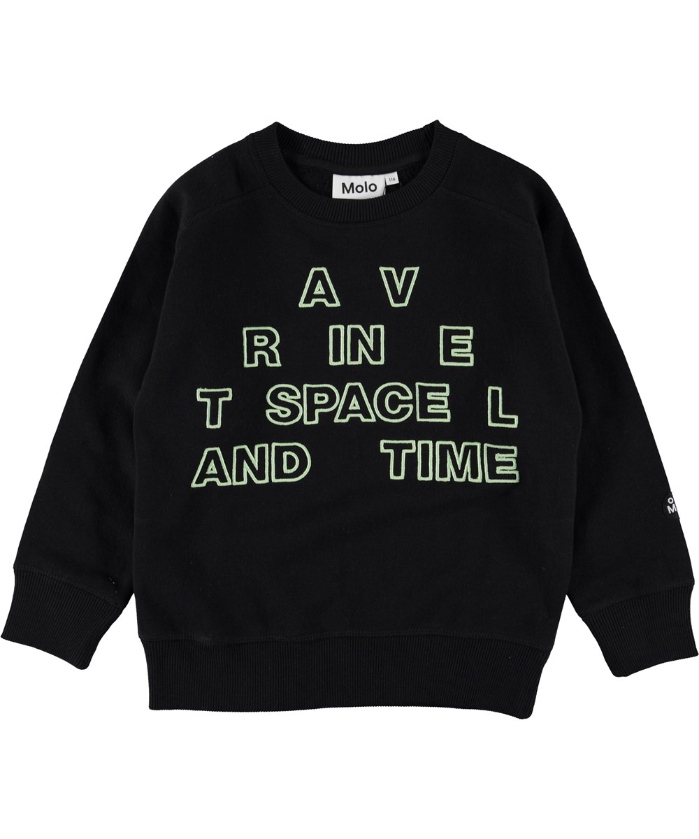 Mike - Black - Sweatshirt med selvlysende bogstaver.