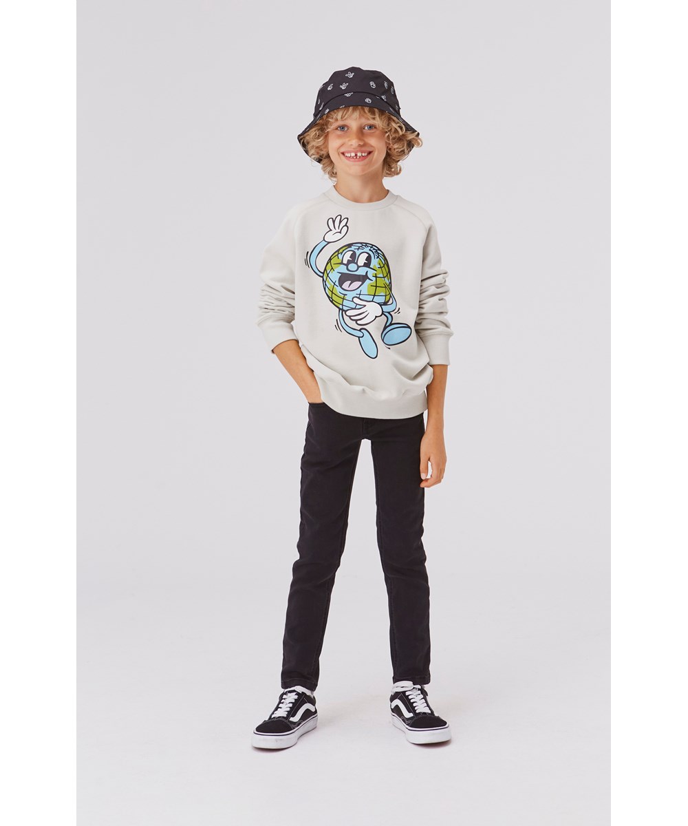 Mike - Moon - Økologisk grå sweatshirt med jordklode