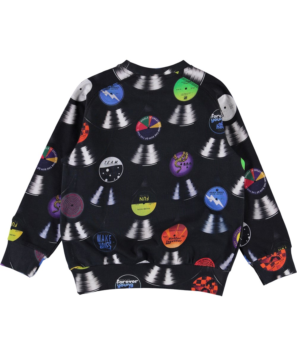 Mike - Records - Sort sweatshirt med print af musik