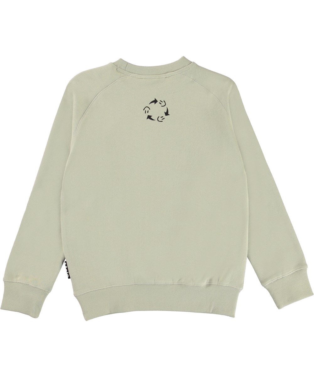 Mike - Stone - Recycled smiley print sweatshirt