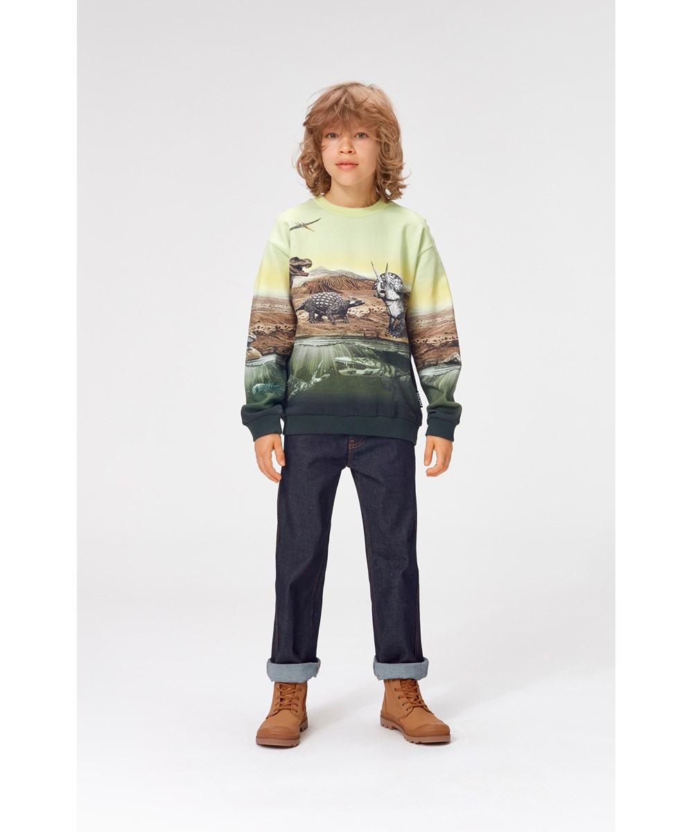 Miksi - Dino Earth - Sweatshirt med dinosauer print.