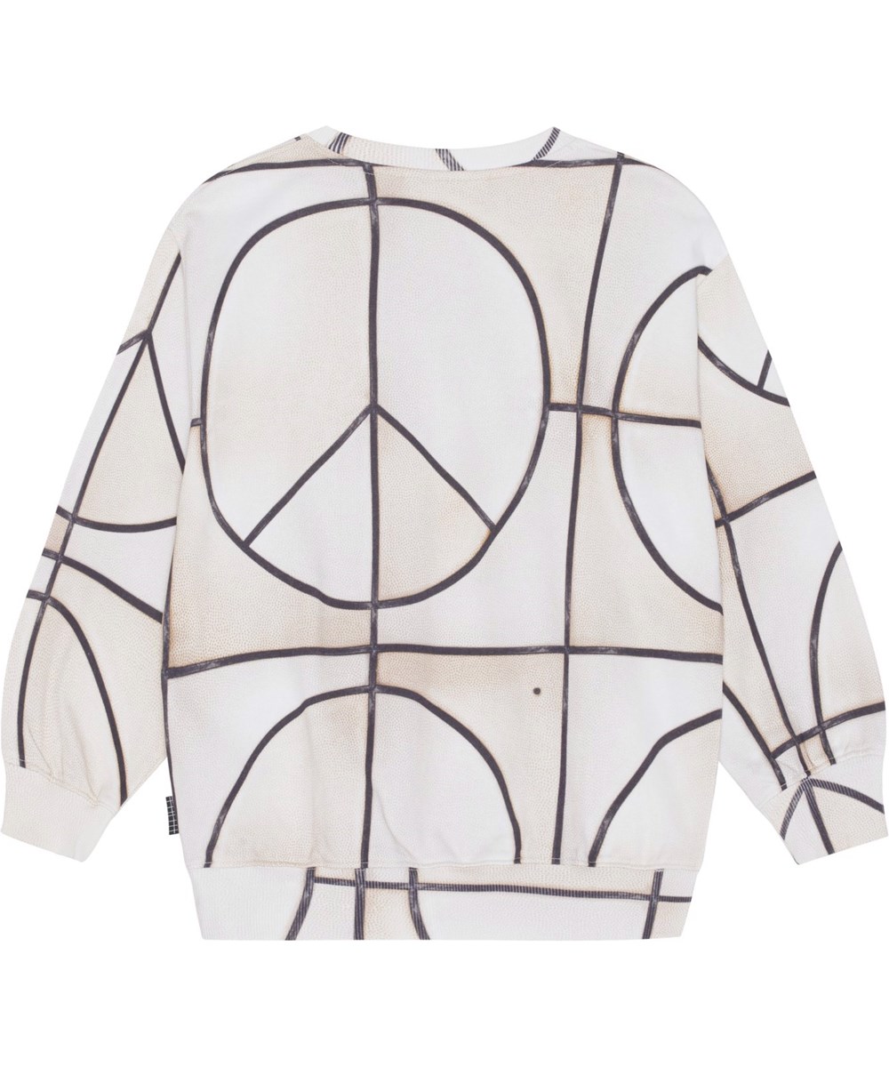 Monti - Basket Neutral - Økologisk sweatshirt med beige og sort basketprint