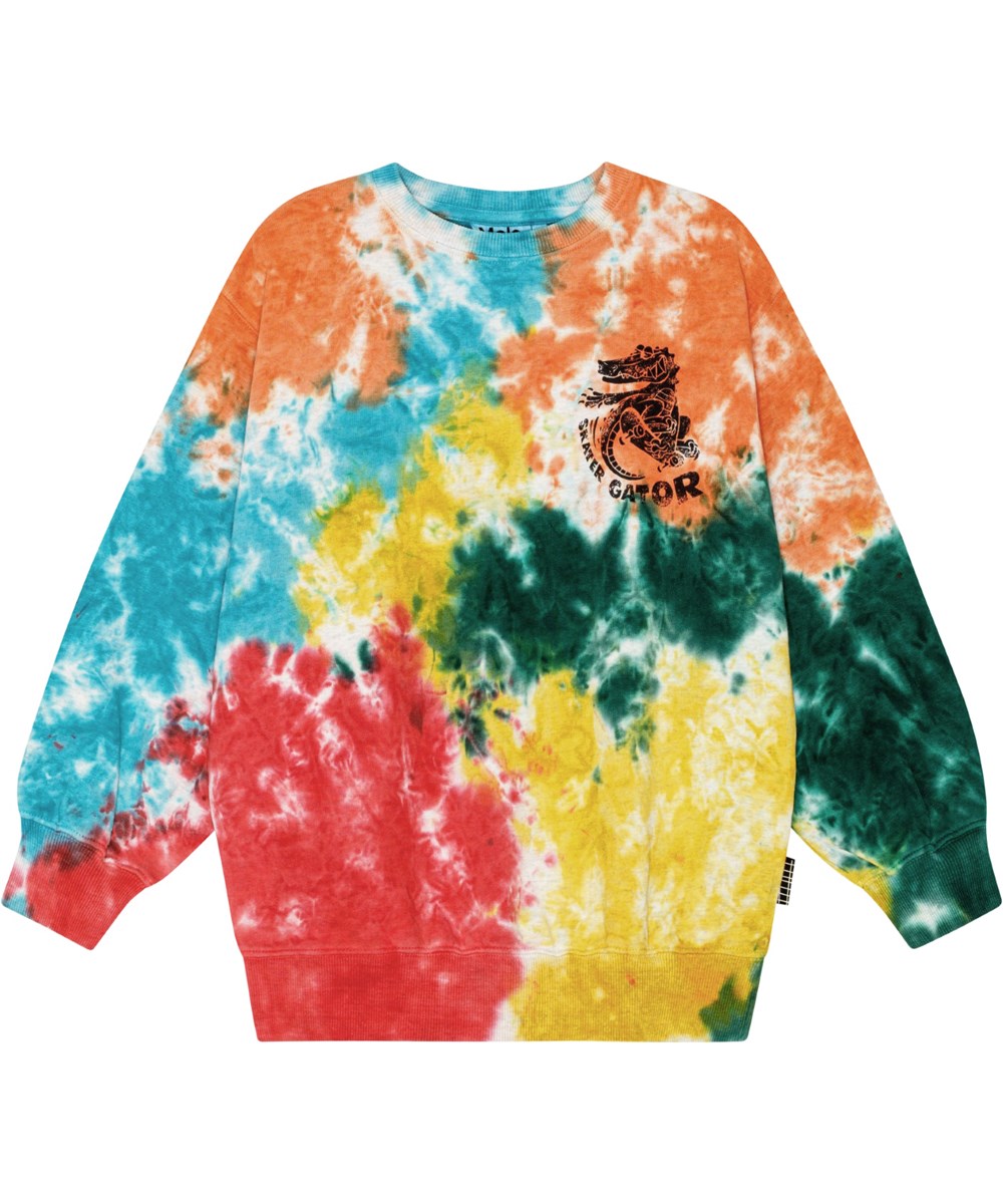 Monti - Colour Play - Multifarvet økologisk tie-dye sweatshirt med skater print