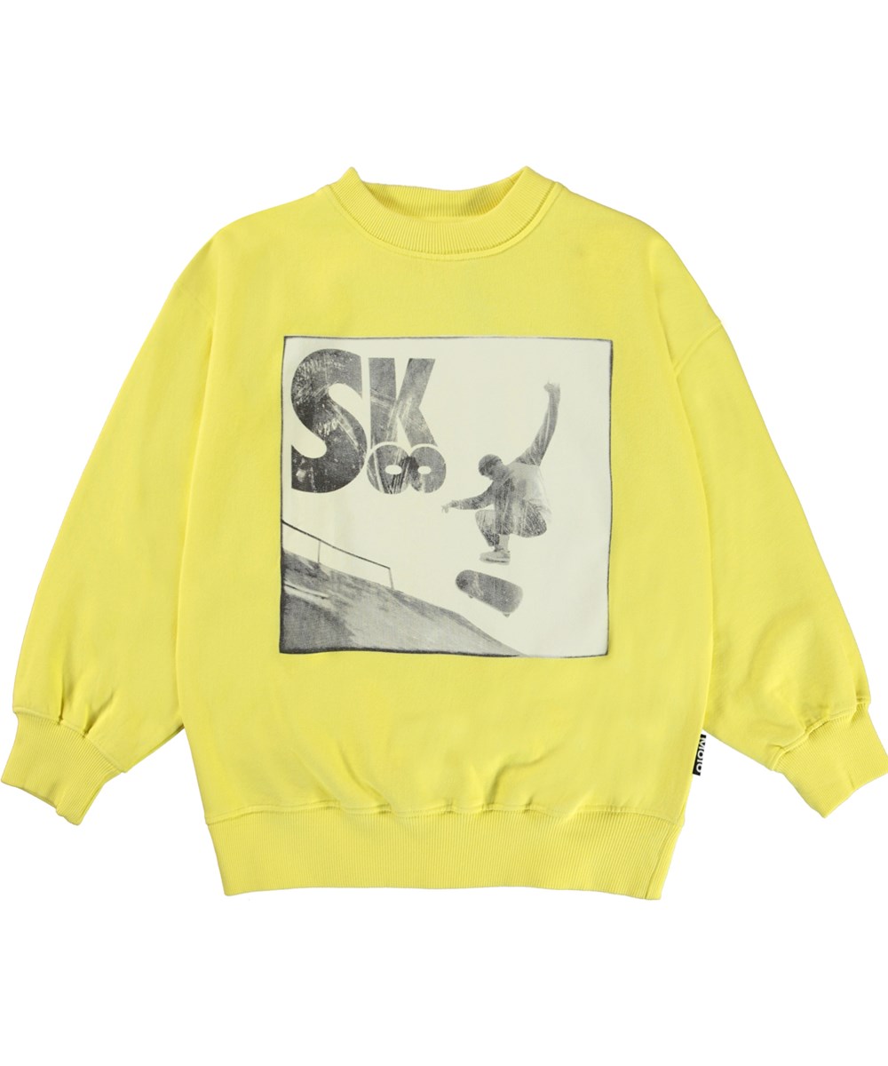 Monti - SK8 B-W - Gul sweatshirt med SK8 print.