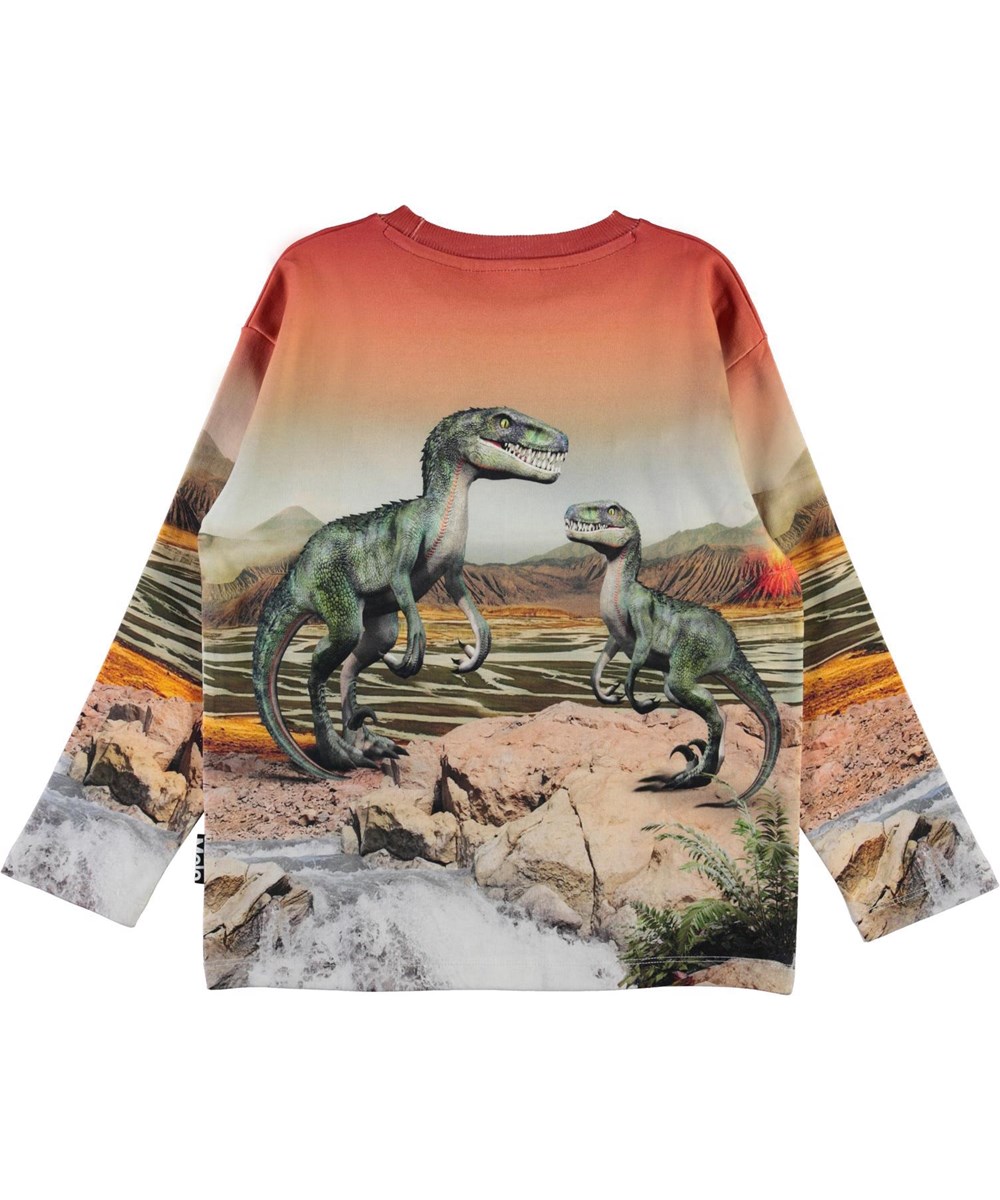 Mountoo - Dino Landscape - Økologisk sweatshirt med T-rex dino print