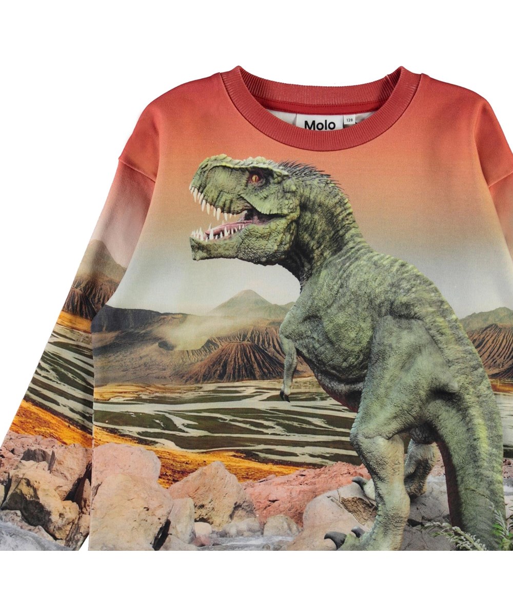 Mountoo - Dino Landscape - Økologisk sweatshirt med T-rex dino print