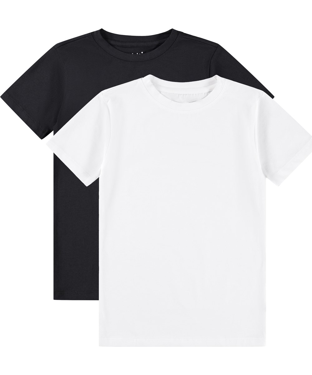 Jamie 2-pack - Black White - Bomulds t-shirt økologisk sort hvid 