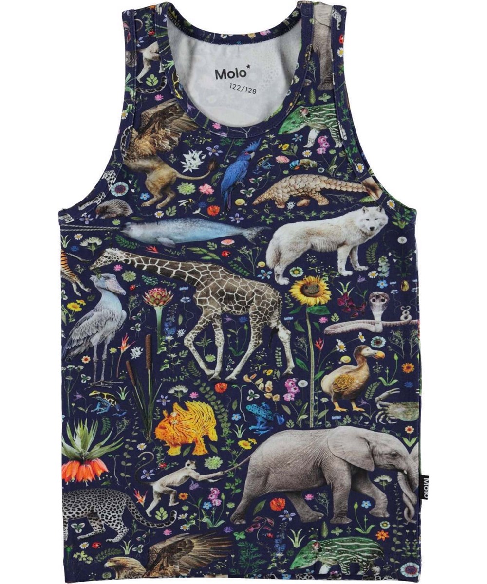 Jayden 2-pack - Blu Faunatastic - 2-pack tank tops i mørkeblå og fantasidyr print.