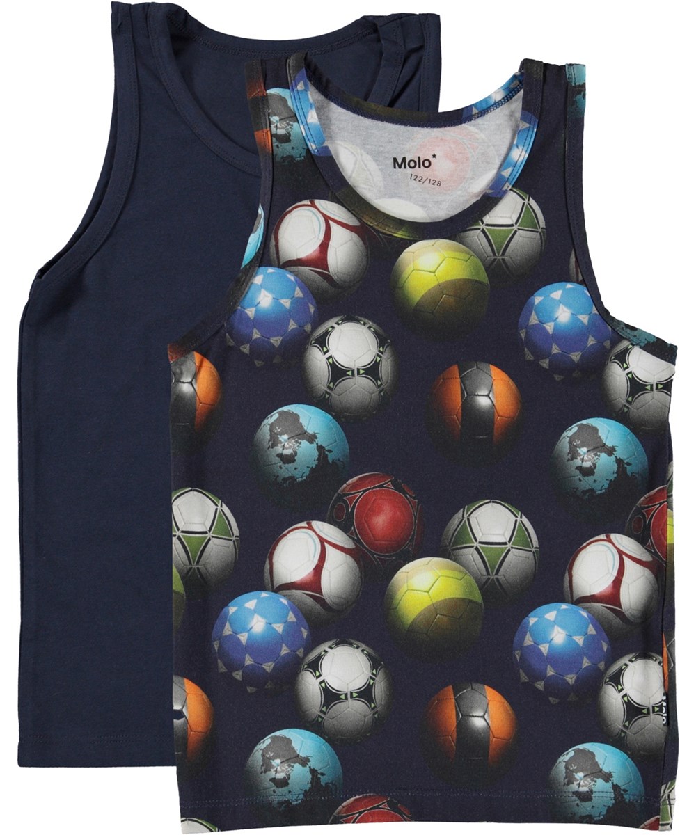 Jayden 2-pack - Blue Footballs - 2 undertrøjer i blå og med fodbolde