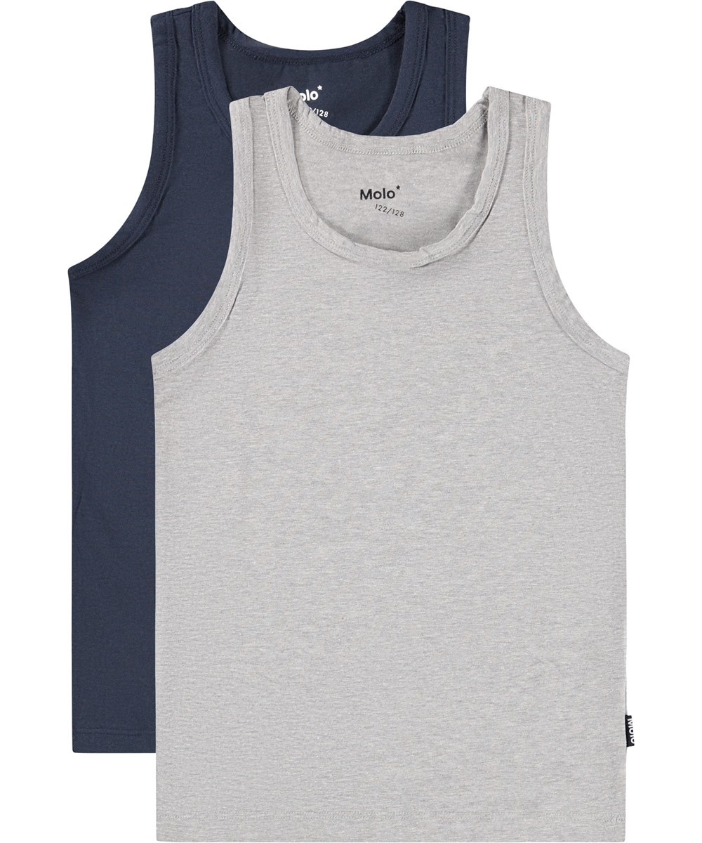 Jayden 2-pack - Navy Grey - Undertrøjer økologisk dreng marineblå grå
