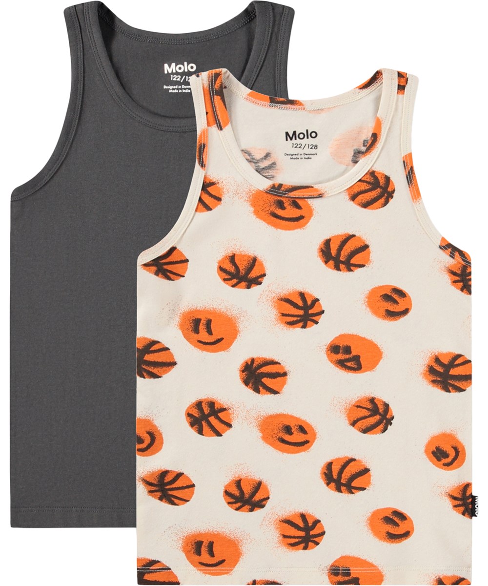 Jayden 2-pack - Raven Basketballs - 2-pak undertrøjer med print i blød økologisk bomuld til børn.