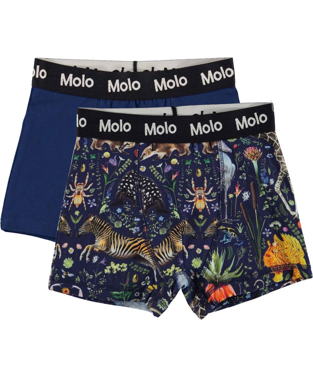 Justin 2-pack - Blu Faunatastic - 2-pack boxershorts i hvid og fantasidyr print.