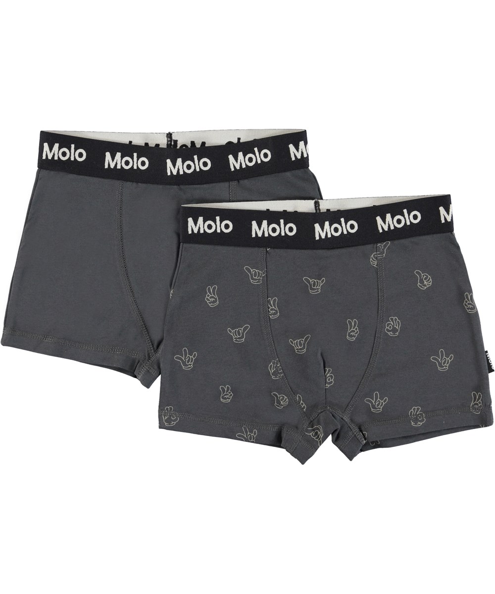 Justin 2-pack - Space Hands - Boxershorts i grå og med håndtegn