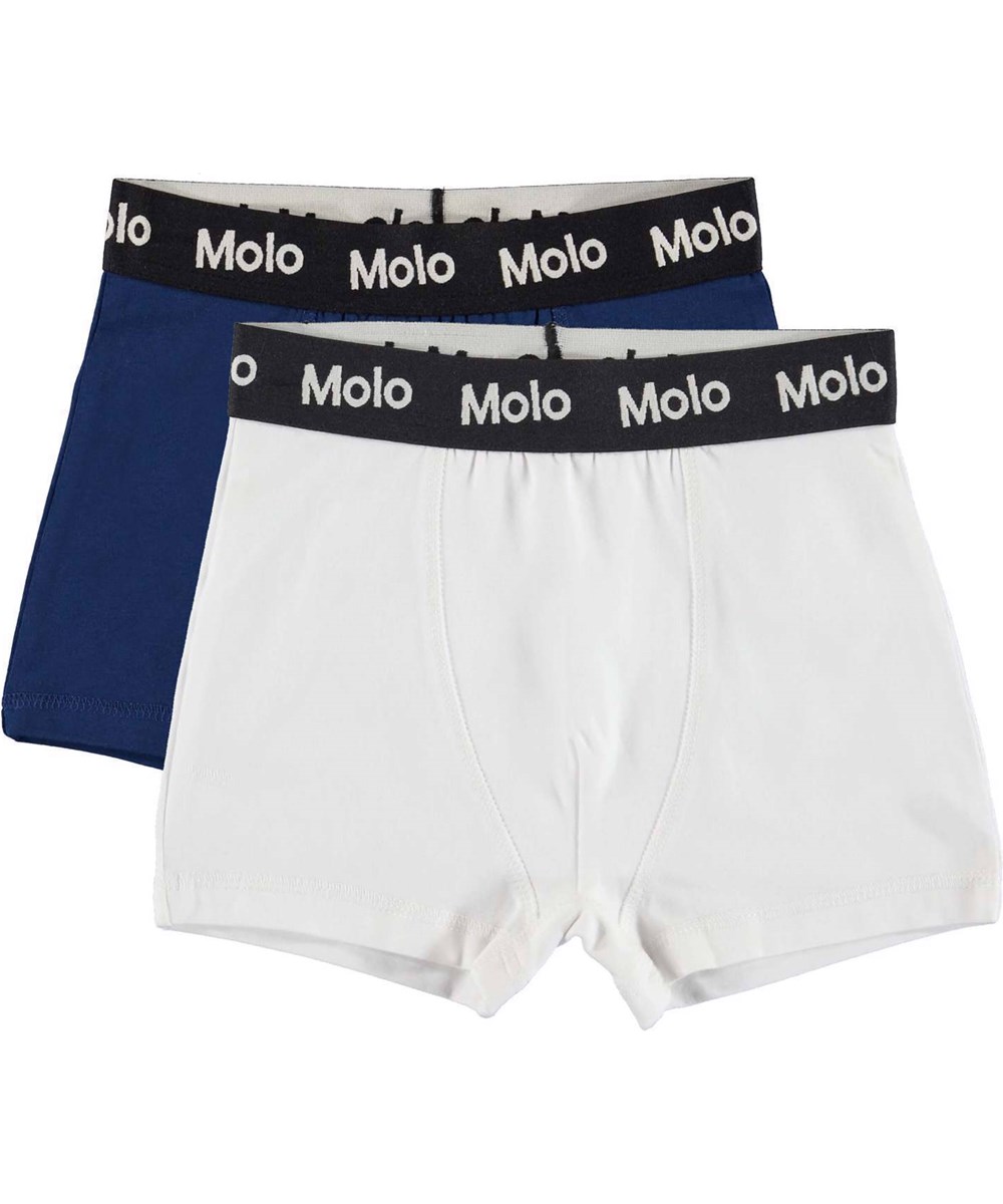 Justin 2-pack - White Blue - 2-pack boxershorts i blå og hvid.