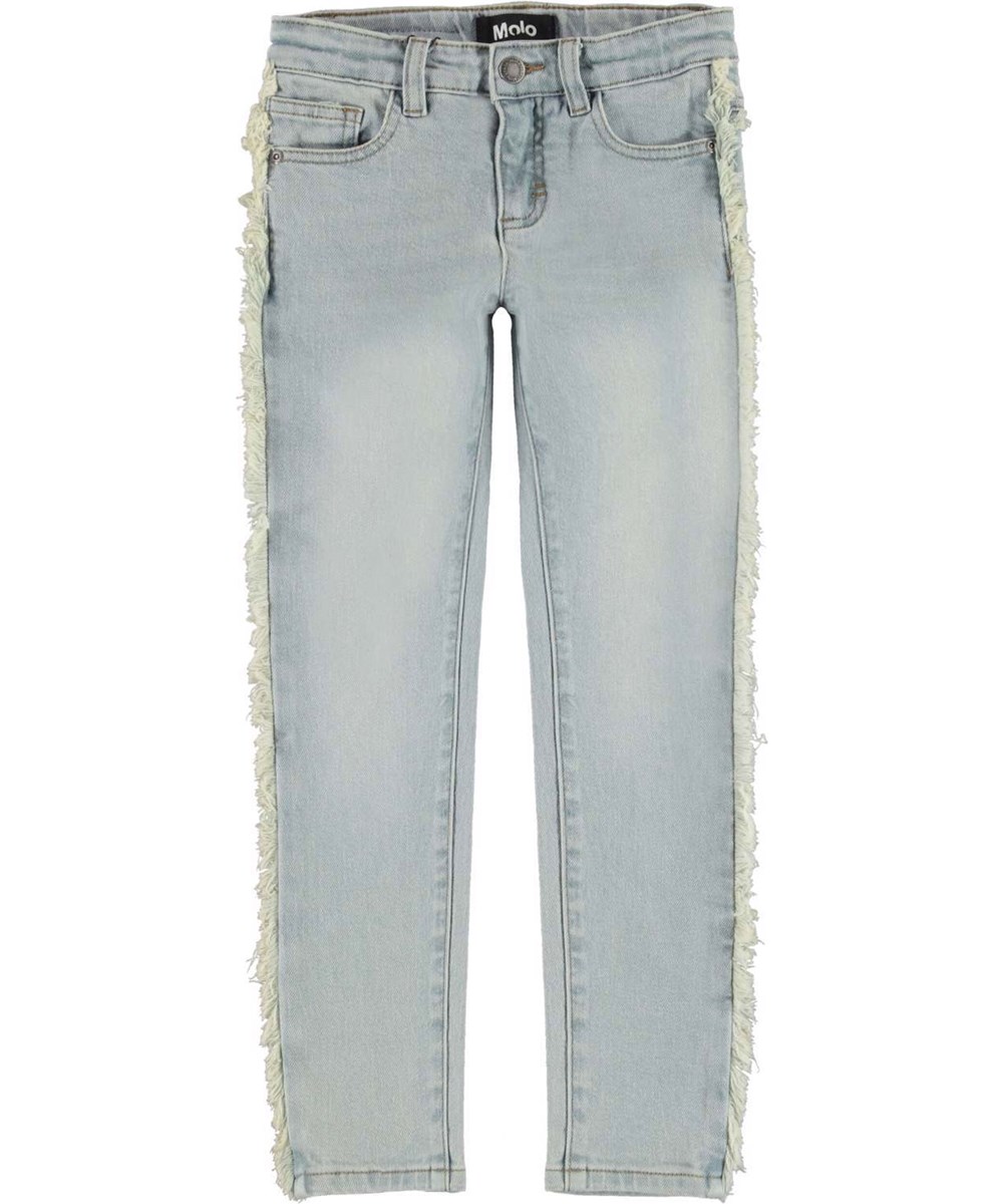 Adele - Light Tinted Blue - Slimfit jeans i ljusblå med fransar.