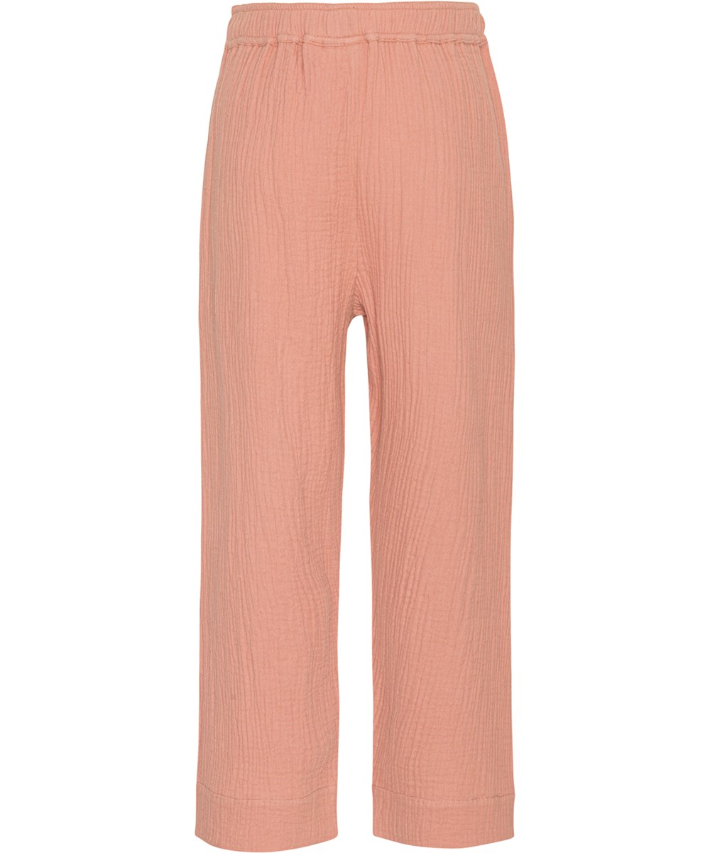 Adelyn - Muted Rose - Breda rosa byxor i bomullsmuslin.