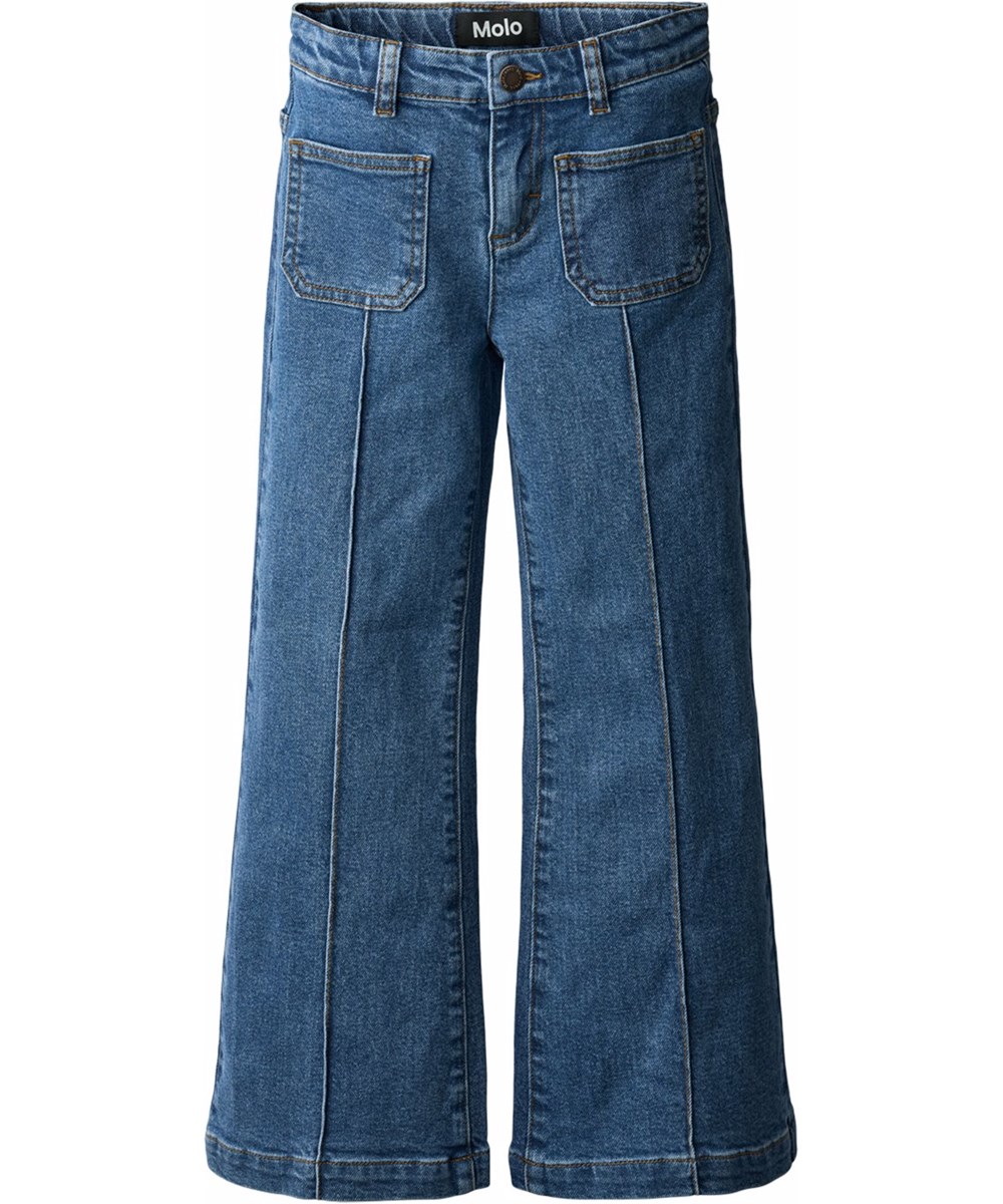 Adina - Washed Vintage - 70-talsjeans i denimblått för barn tillverkade av ekologisk bomull.