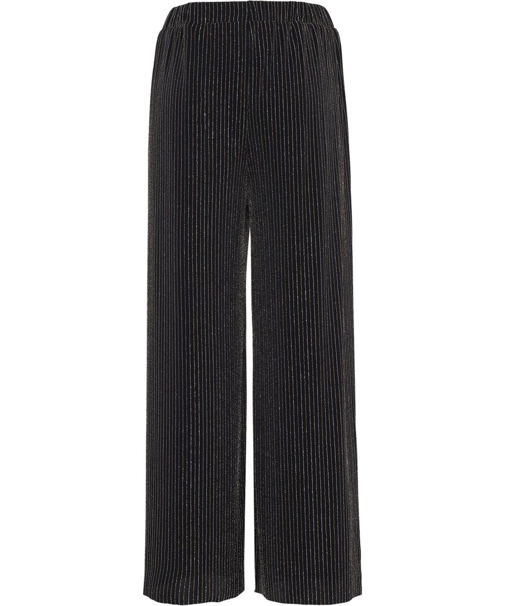 Adoria - Shimmer Stripe - Svarta lösa byxor med guldränder