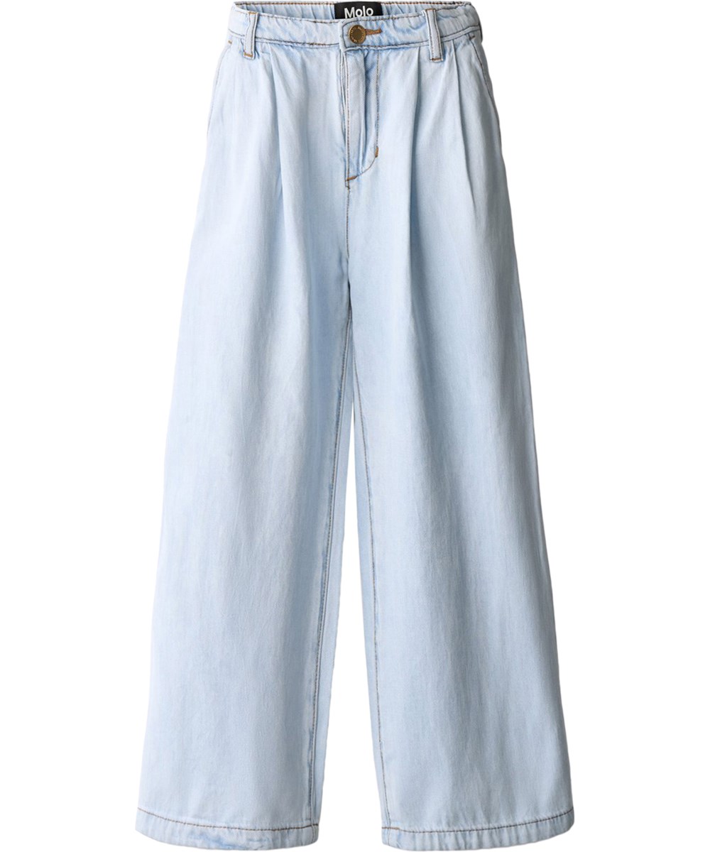 Aeisha - Bleached Drapy - Breda blå denimjeans för barn